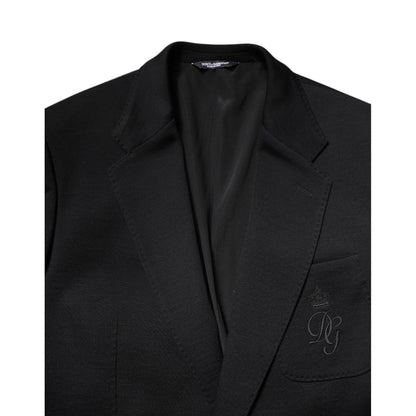 Dolce & Gabbana Black Wool Slim Fit Coat Blazer Jacket Suit