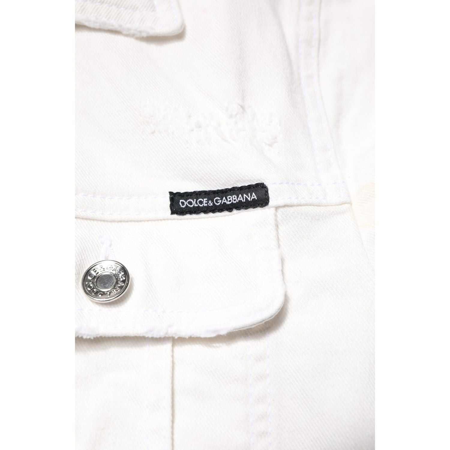 Dolce & Gabbana White Graffiti Cotton Stretch Denim Jacket