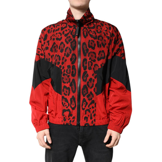 Dolce & Gabbana Red Leopard Nylon Bomber Full Zip Jacket JKT41396-50