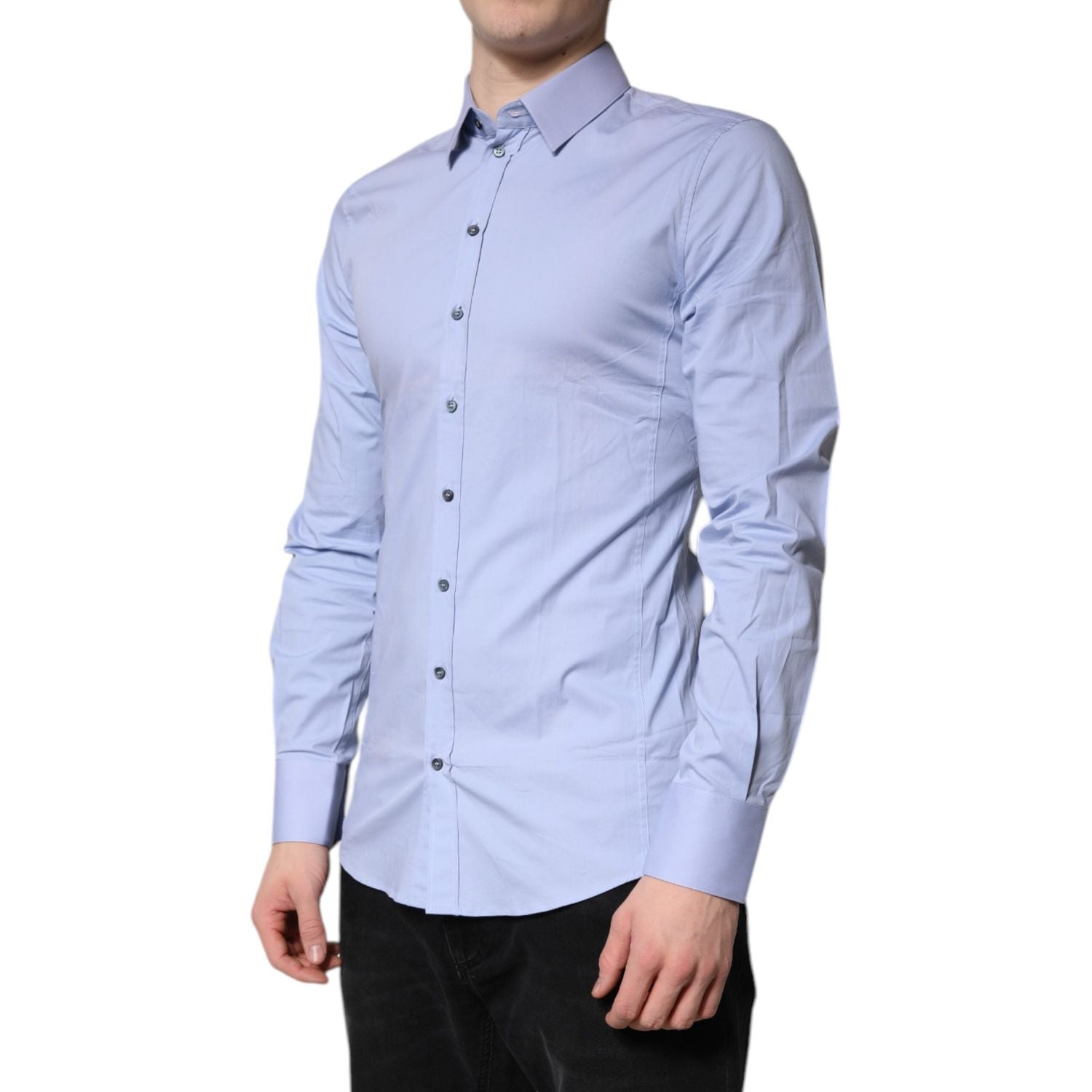 Dolce & Gabbana Light Blue Cotton SICILIA Dress Formal Shirt