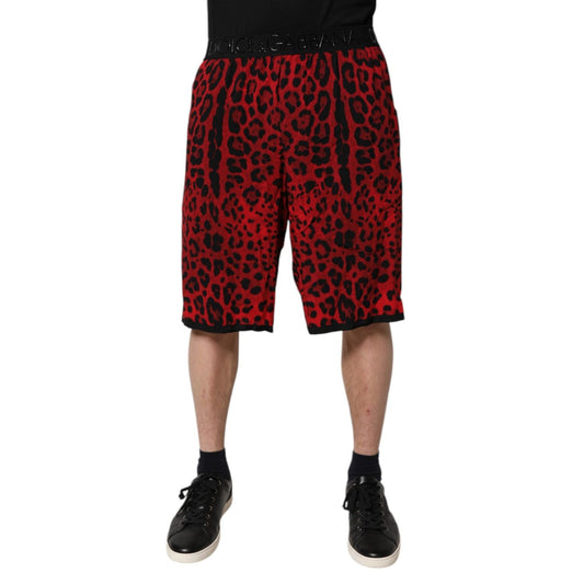 Dolce & Gabbana Red Leopard Print Viscose Bermuda Shorts PAN75015-44
