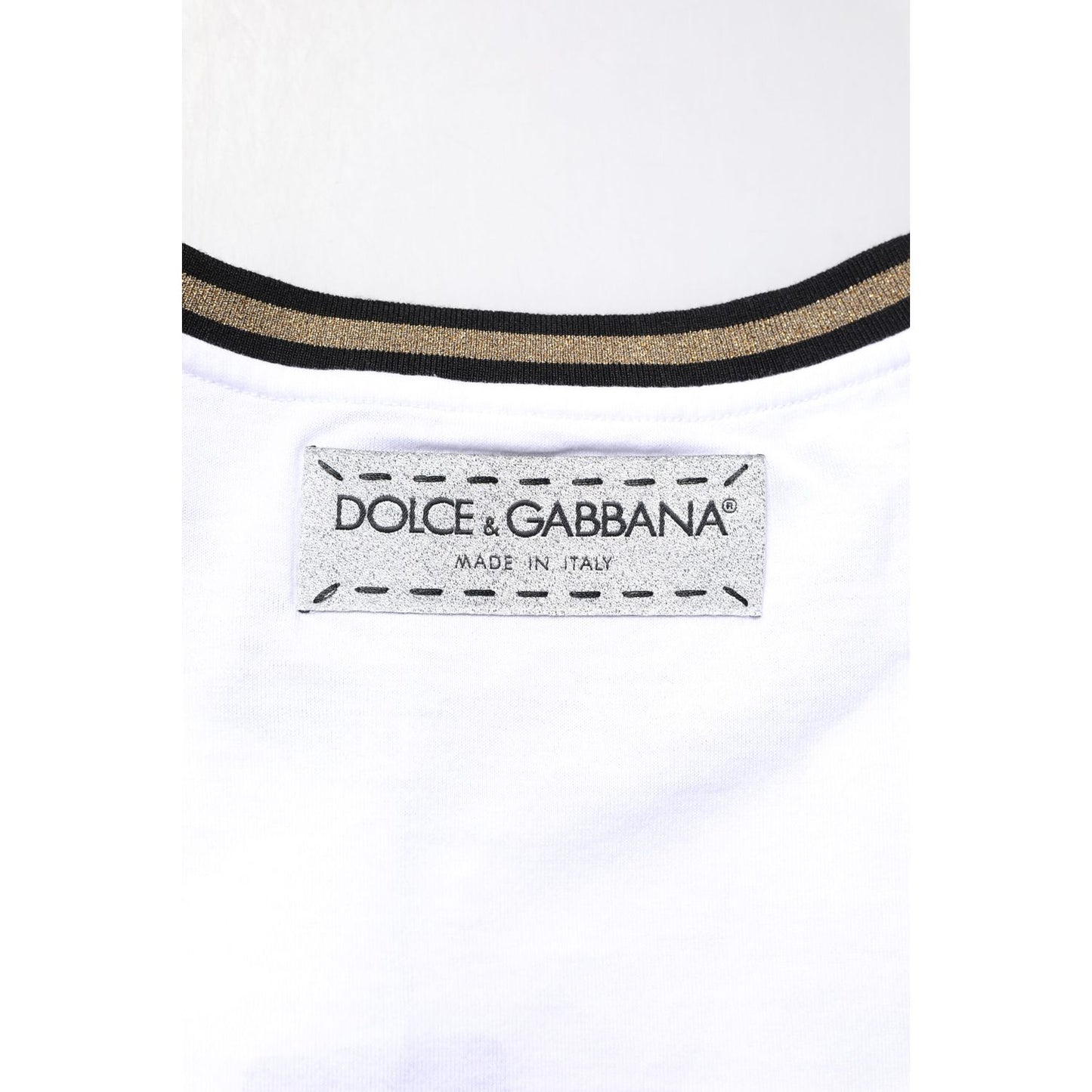 Dolce & Gabbana White Graphic Print Cotton Crew Neck T-shirt