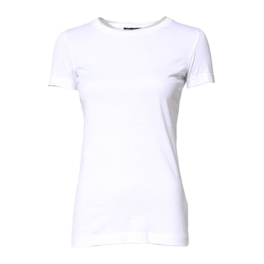 Dolce & Gabbana White Cotton Crew Neck Short Sleeves T-shirt TSH878599-36