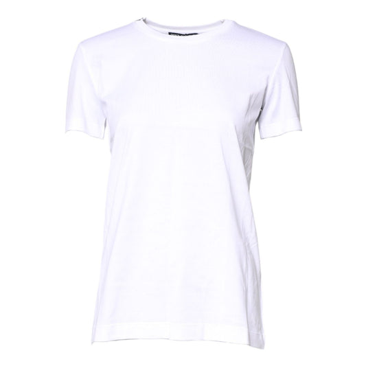Dolce & Gabbana White Cotton Crew Neck Short Sleeves T-shirt