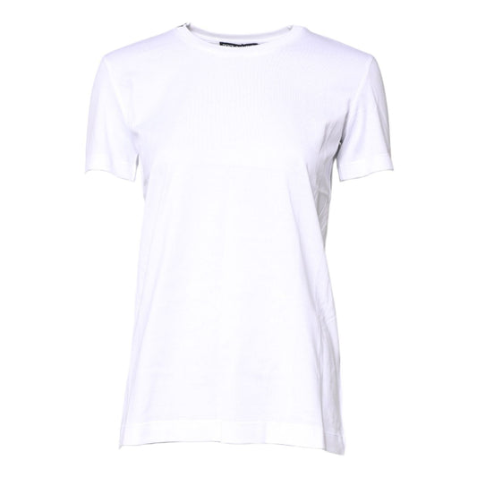 Dolce & Gabbana White Cotton Crew Neck Short Sleeves T-shirt TSH878601-36