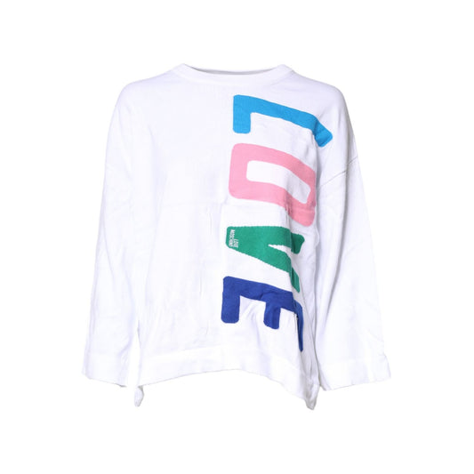 Love Moschino White Graphic Print Cotton Long Sleeves T-shirt TSH878604-42