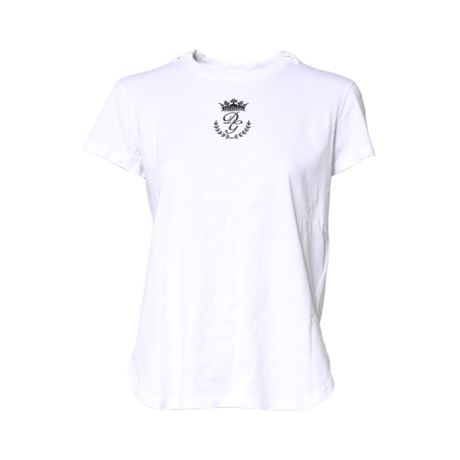Dolce & Gabbana White Logo Crown Cotton Crew Neck T-shirt