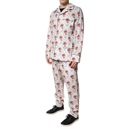 Dolce & Gabbana Multicolor Floral Print Cotton Pajama Set Sleepwear
