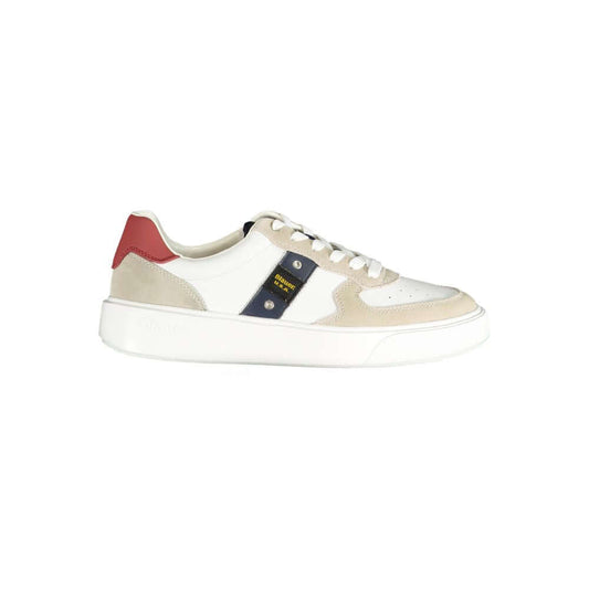 Blauer white polyethylene men sneaker with red accents and removable footbed for comfort and style.