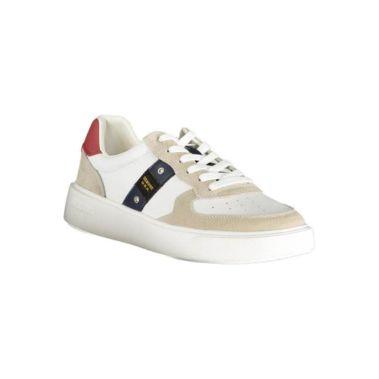 Blauer white polyethylene men's sneaker with removable footbed, featuring stylish contrasts and Blauer logo for trendy comfort.