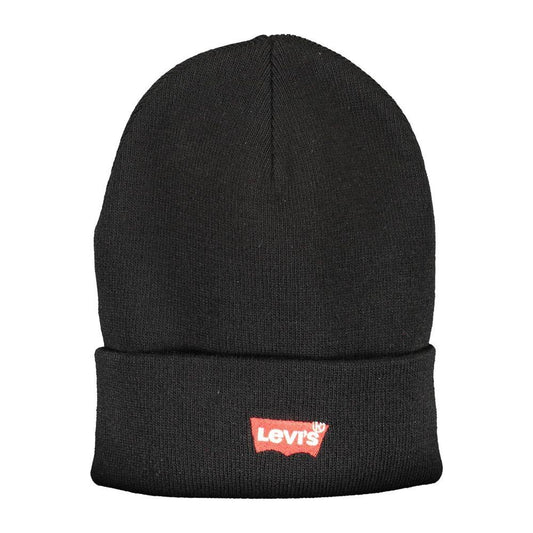 Levi's Black Acrylic Men Cap featuring embroidered logo, combining streetwear style with comfort and durability. Perfect for everyday wear.