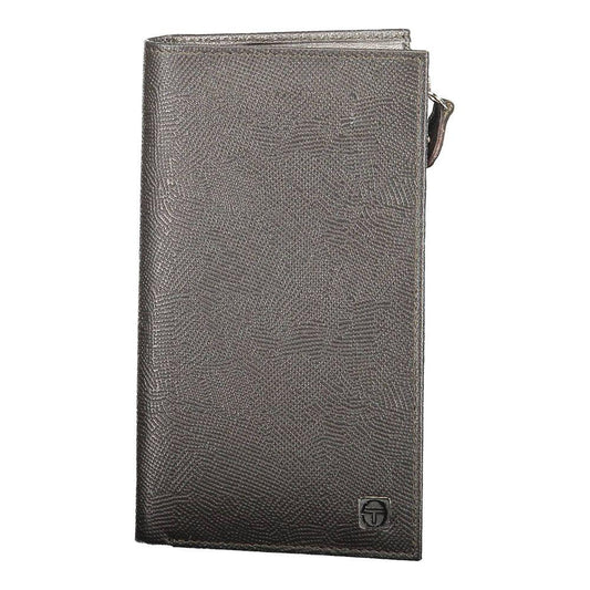 Sergio Tacchini brown leather men's wallet with coin pocket, featuring stylish Italian design and spacious compartments for cards.
