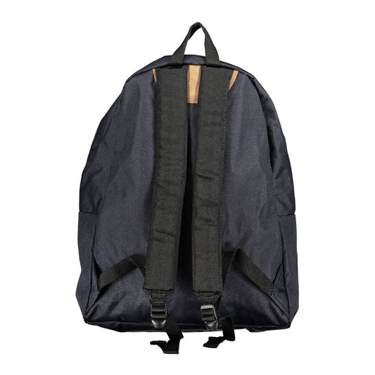 Back view of Napapijri blue cotton men's backpack with adjustable straps and handle.