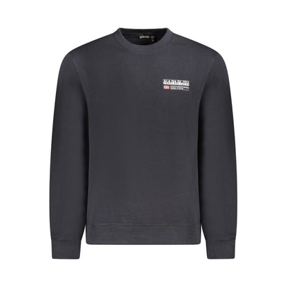 Napapijri Black Cotton Men Sweater, long sleeve regular fit with Napapijri logo on front, classic black design for fashion-forward style