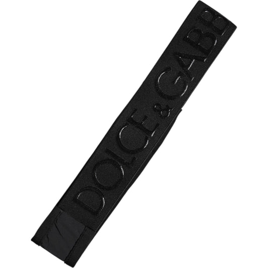 Dolce & Gabbana black DG logo nylon knitted men's headband, 4cm wide, made in Italy. Fashionable accessory with elastane blend.