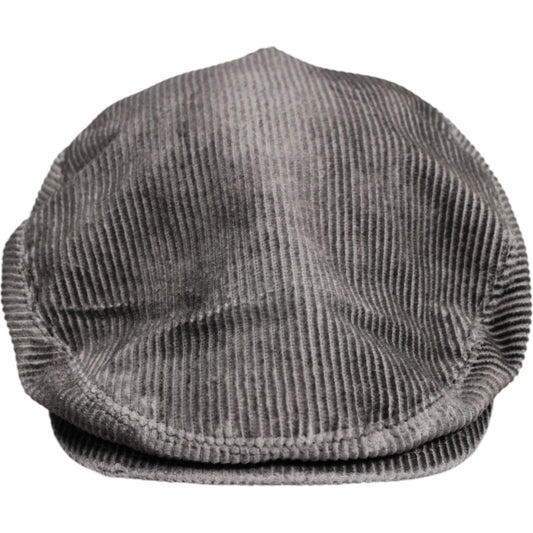 Dolce & Gabbana gray cotton newsboy cabbie hat with minor defects on brim, textured fabric, made in Italy