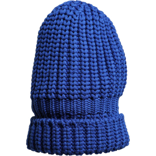 Dolce & Gabbana blue wool knitted men’s beanie hat, 100% virgin wool, winter accessory, brand new with tags, made in Italy