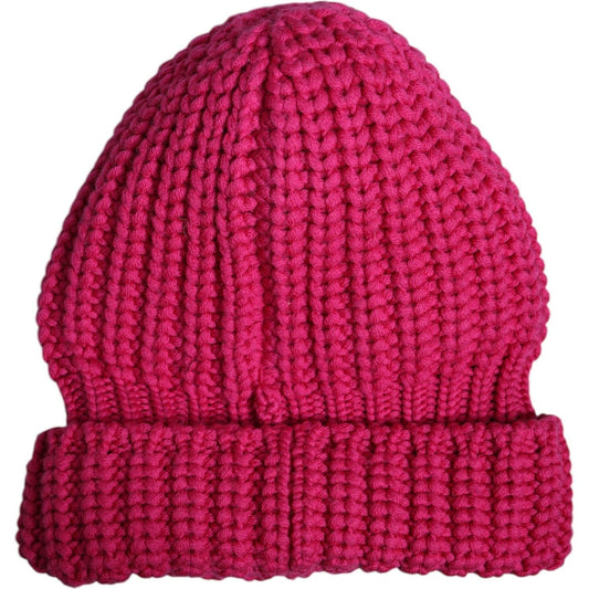 Dolce & Gabbana pink wool knitted winter beanie hat, 100% virgin wool, men's fashion, made in Italy, luxury brand accessory.