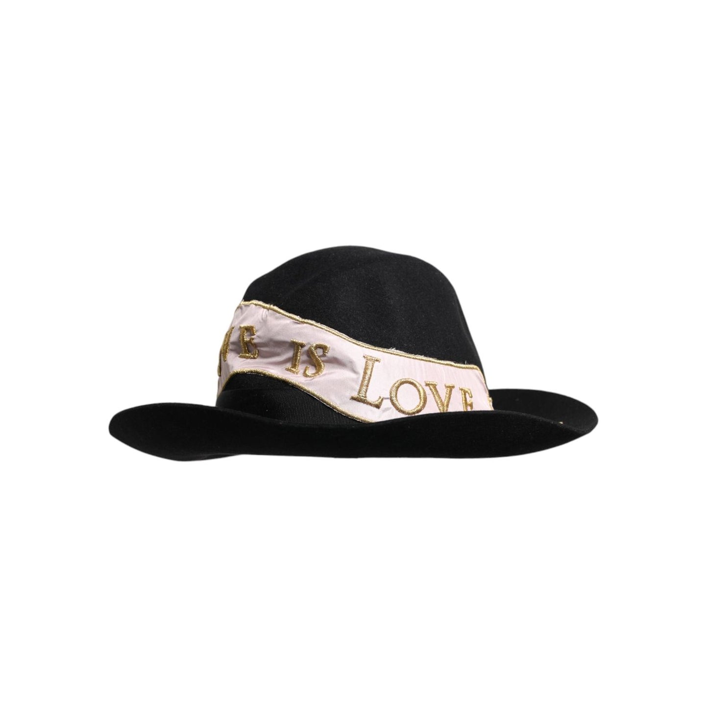 Dolce & Gabbana Black Logo Embroidered Women Wide Brim Hat