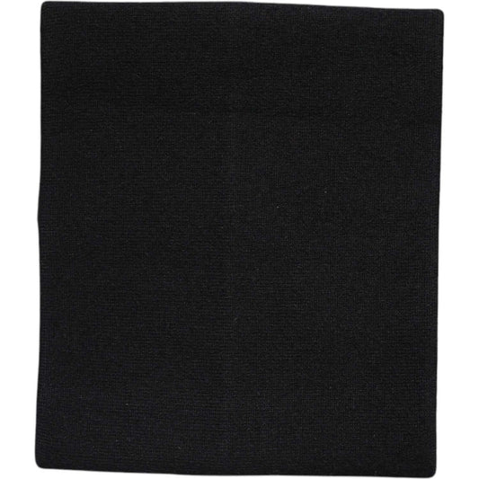 Dolce & Gabbana black cashmere neck warmer scarf, Italian-made, showcasing luxury knitted design and logo details.