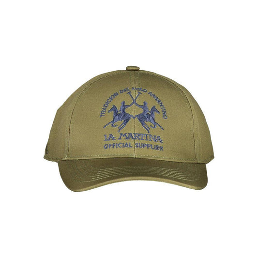 La Martina green cotton men's cap with embroidered logo and blue detailing, luxurious sports accessory