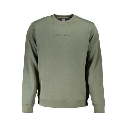 Norway 1963 green cotton men's sweater with iconic logo, long sleeves and crew neck. Perfect for stylish and comfortable casual wear.