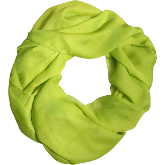 Dolce & Gabbana green silk rectangle wrap shawl neck warmer scarf, luxury women's accessory, made in Italy.