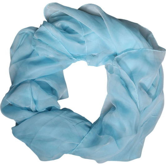 Dolce & Gabbana light blue silk rectangle wrap shawl scarf, soft and elegant design, made in Italy, 130x200 cm