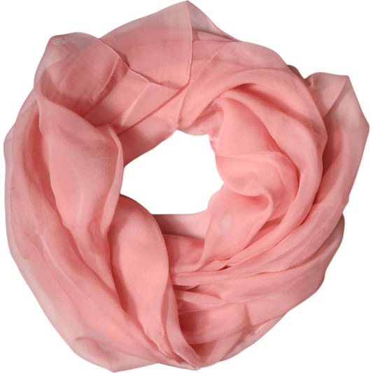 Dolce & Gabbana pink silk rectangle women's wrap shawl scarf, luxurious softness, elegant design, minor glue marks visible.
