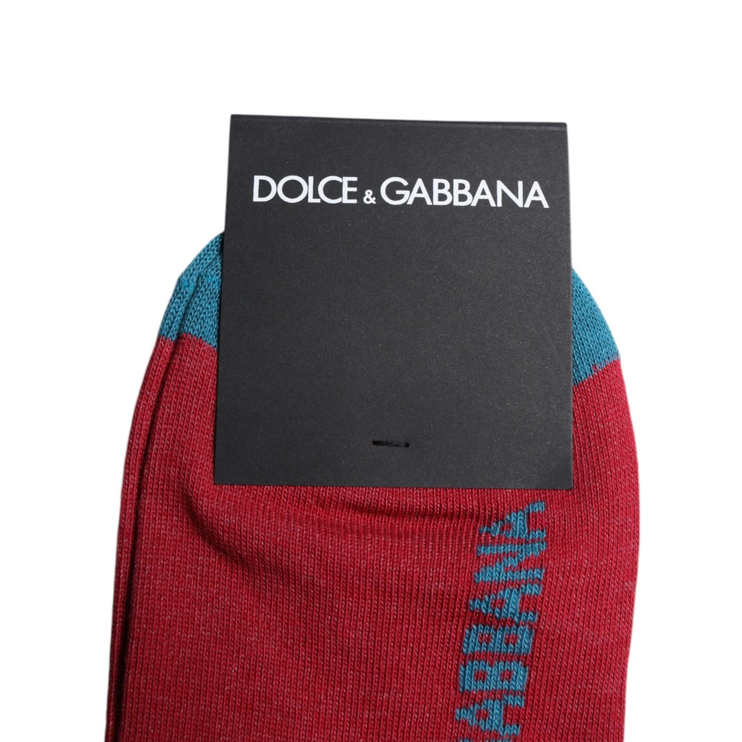 Dolce & Gabbana Red Cotton DG Logo Print Mid Calf Socks