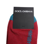 Dolce & Gabbana Red Cotton DG Logo Print Mid Calf Socks
