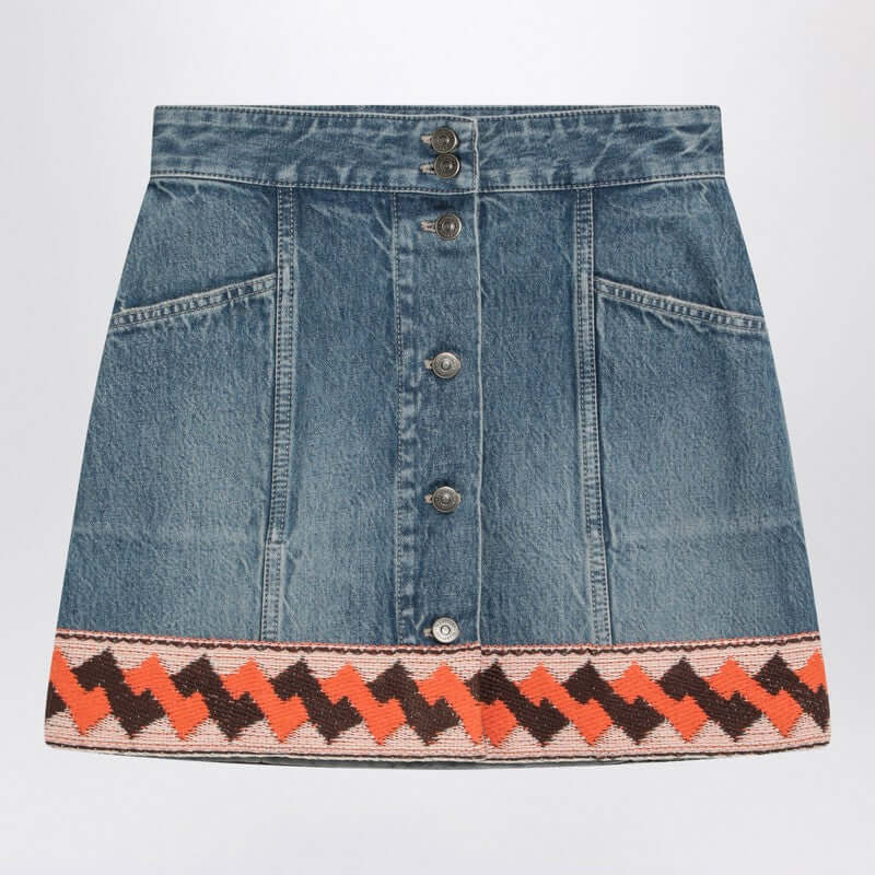 Valentino Denim mini skirt with jacquard trim 6B3DD19Z94U/Q_VALE-558_102
