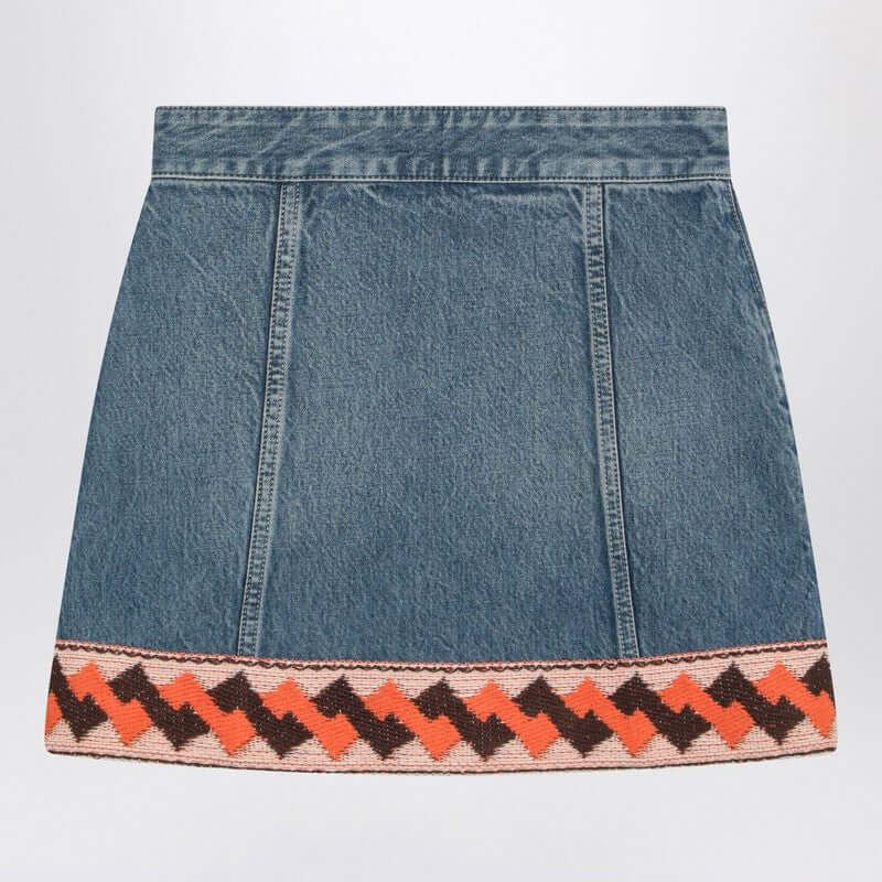 Valentino Denim mini skirt with jacquard trim 6B3DD19Z94U/Q_VALE-558_102