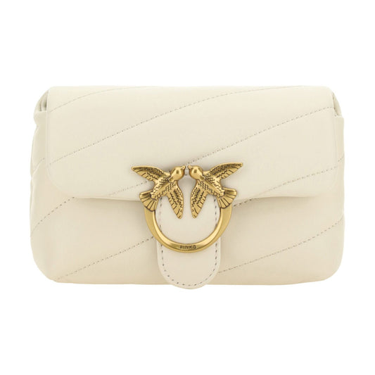 PINKO | Elegant White Quilted Leather Shoulder Bag| McRichard Designer Brands   