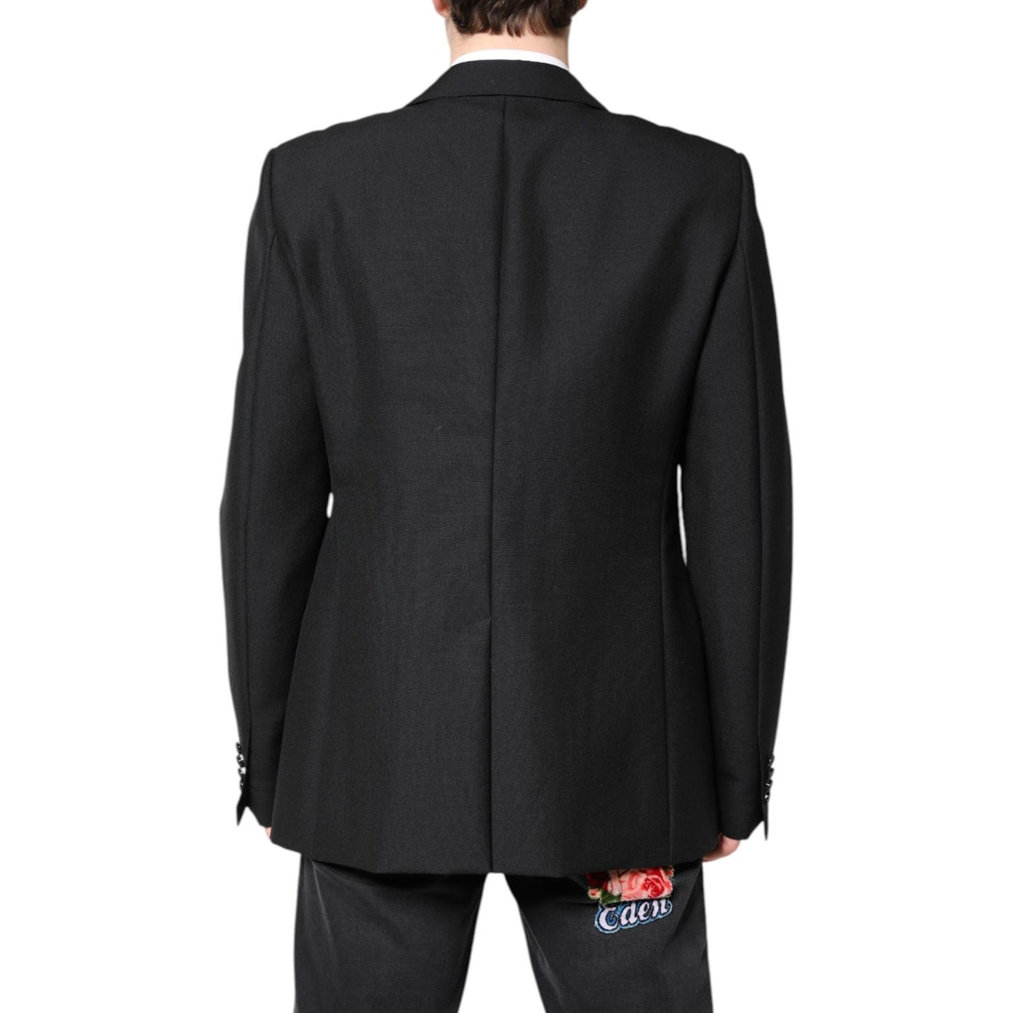 Dolce & Gabbana Black Wool Single Breasted Coat Blazer