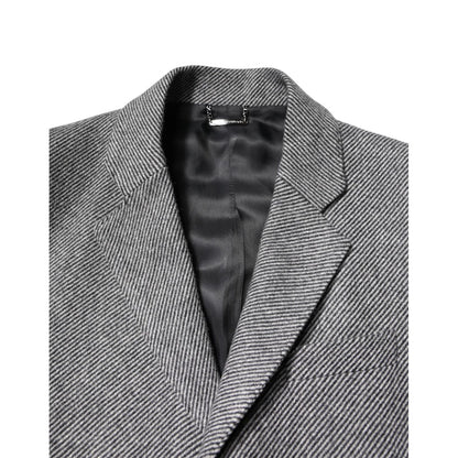 Dolce & Gabbana Gray Wool Single Breasted Trench Coat Jacket