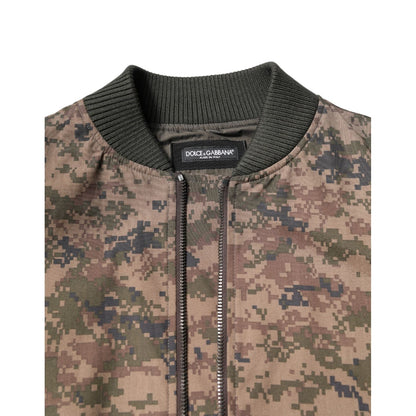 Dolce & Gabbana Brown Camouflage Bomber Full Zip Jacket