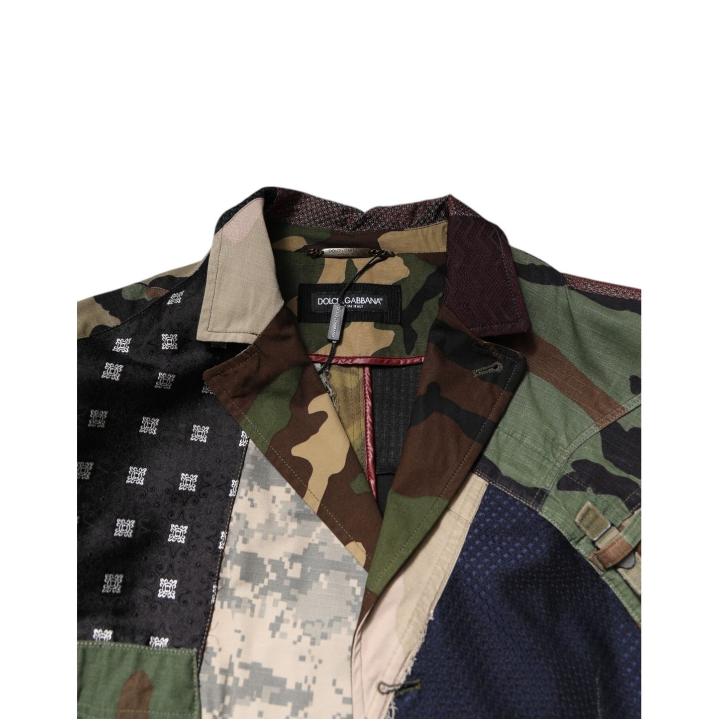 Dolce & Gabbana Multicolor Camouflage Patchwork Coat Blazer