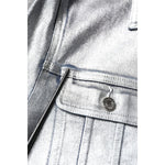 Dolce & Gabbana Silver Cotton Button Down Denim Biker Jacket