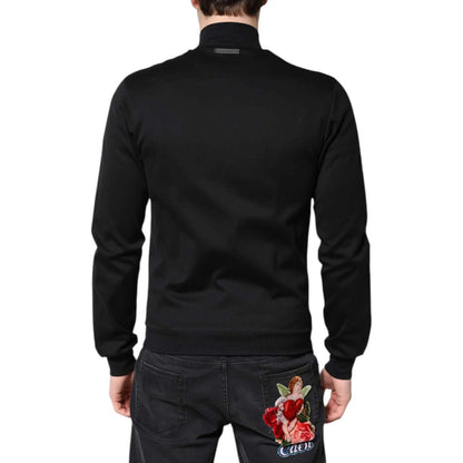 Dolce & Gabbana Black Cotton Logo Full Zip Men Bomber Jacket