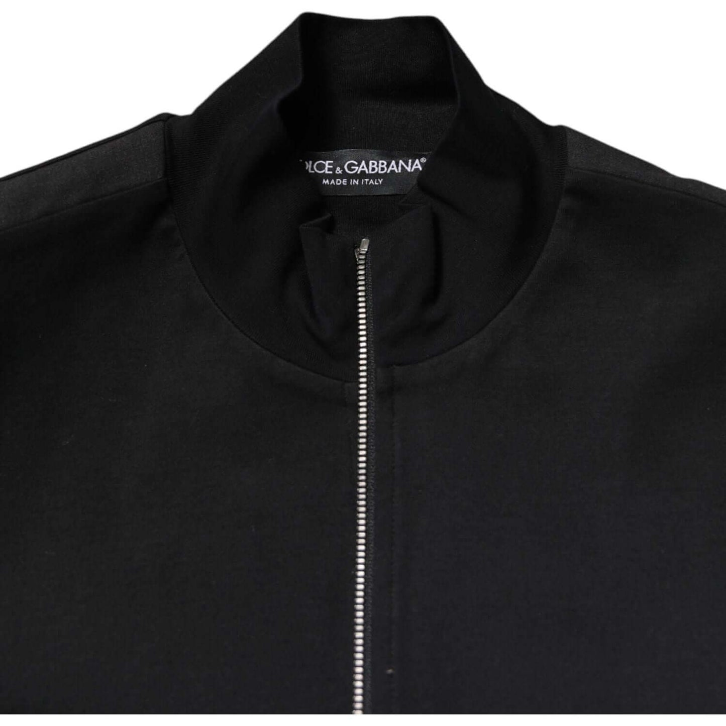 Dolce & Gabbana Black Cotton Logo Full Zip Men Bomber Jacket