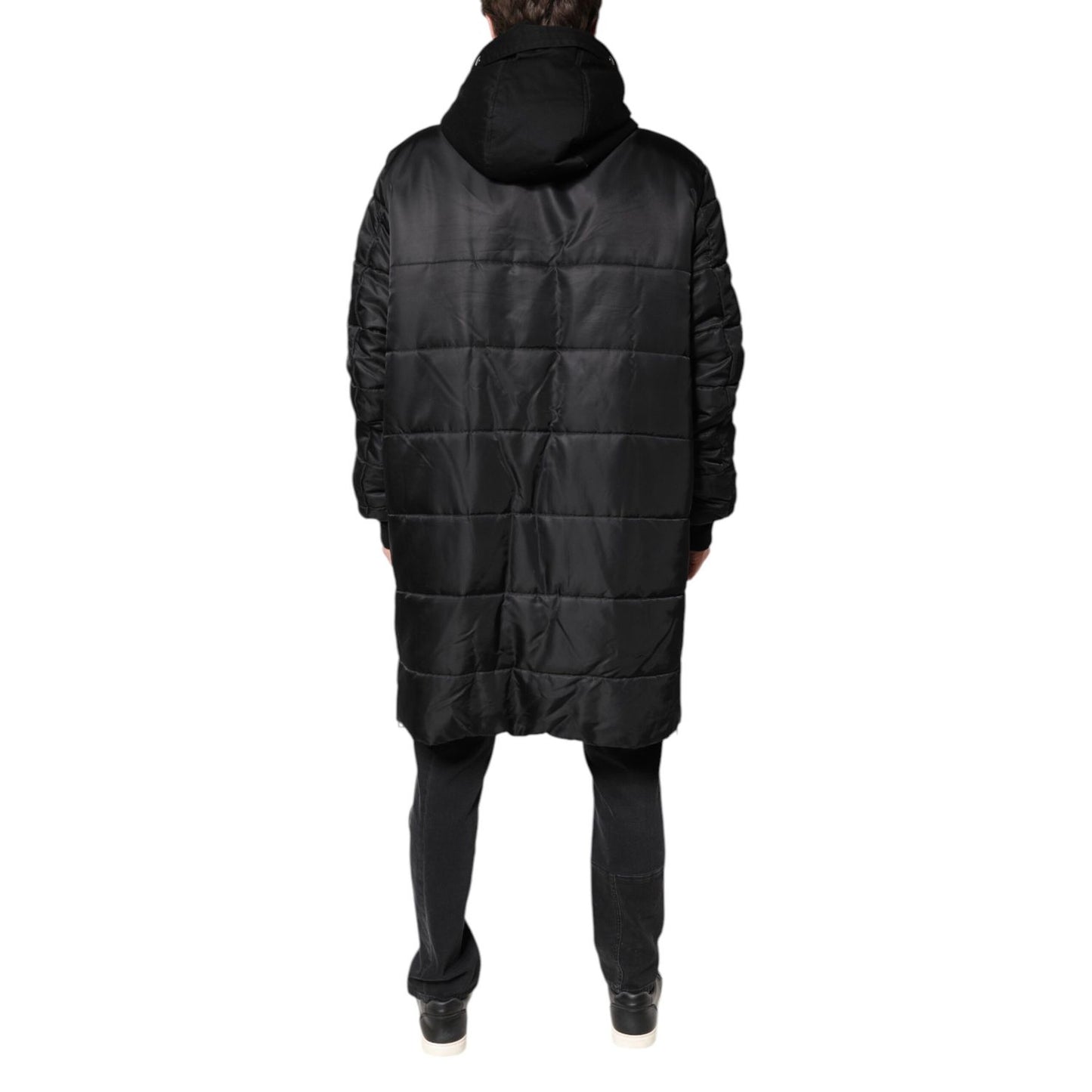 Dolce & Gabbana Black Hooded Parka Coat Winter Jacket