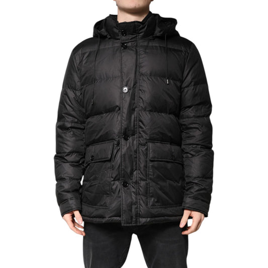 Dolce & Gabbana Black Hooded Parka Coat Winter Jacket