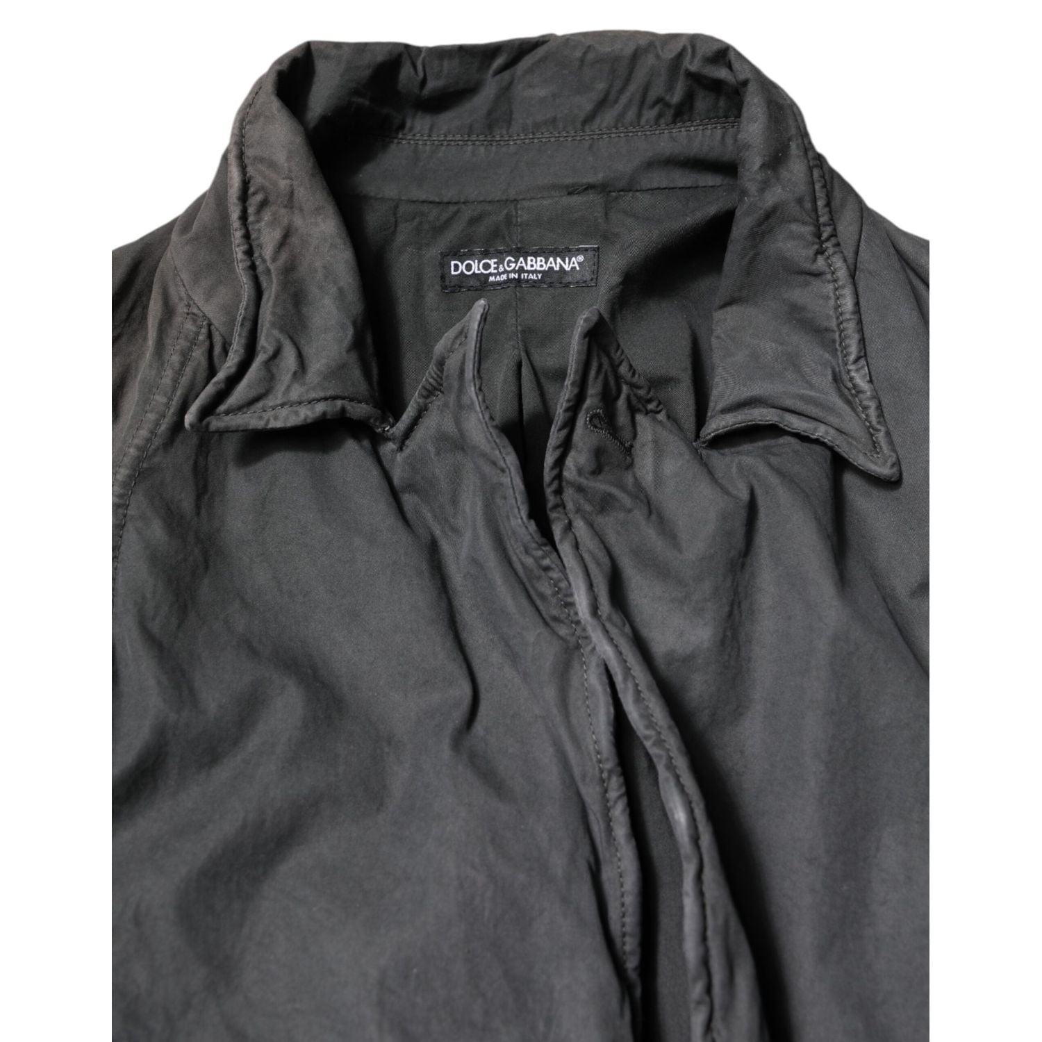 Dolce & Gabbana Black Solid Cotton Collared Coat Jacket