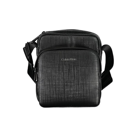 Calvin Klein elegant black shoulder bag with contrasting details and adjustable strap, perfect for modern style and practicality.