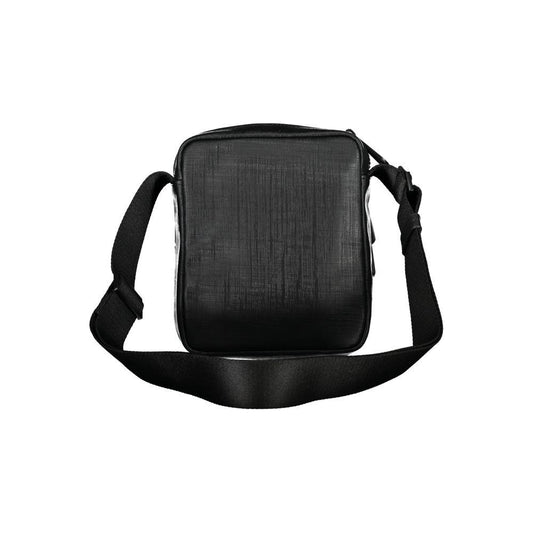 Calvin Klein elegant black shoulder bag with adjustable strap and contrasting details, featuring secure zip closure and eco-friendly design.