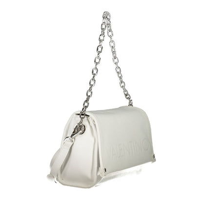 Mario Valentino White Polyethylene Handbag with chain shoulder handle and logo detail
