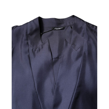 Dolce & Gabbana Dark Blue Silk Double Breasted Shirt