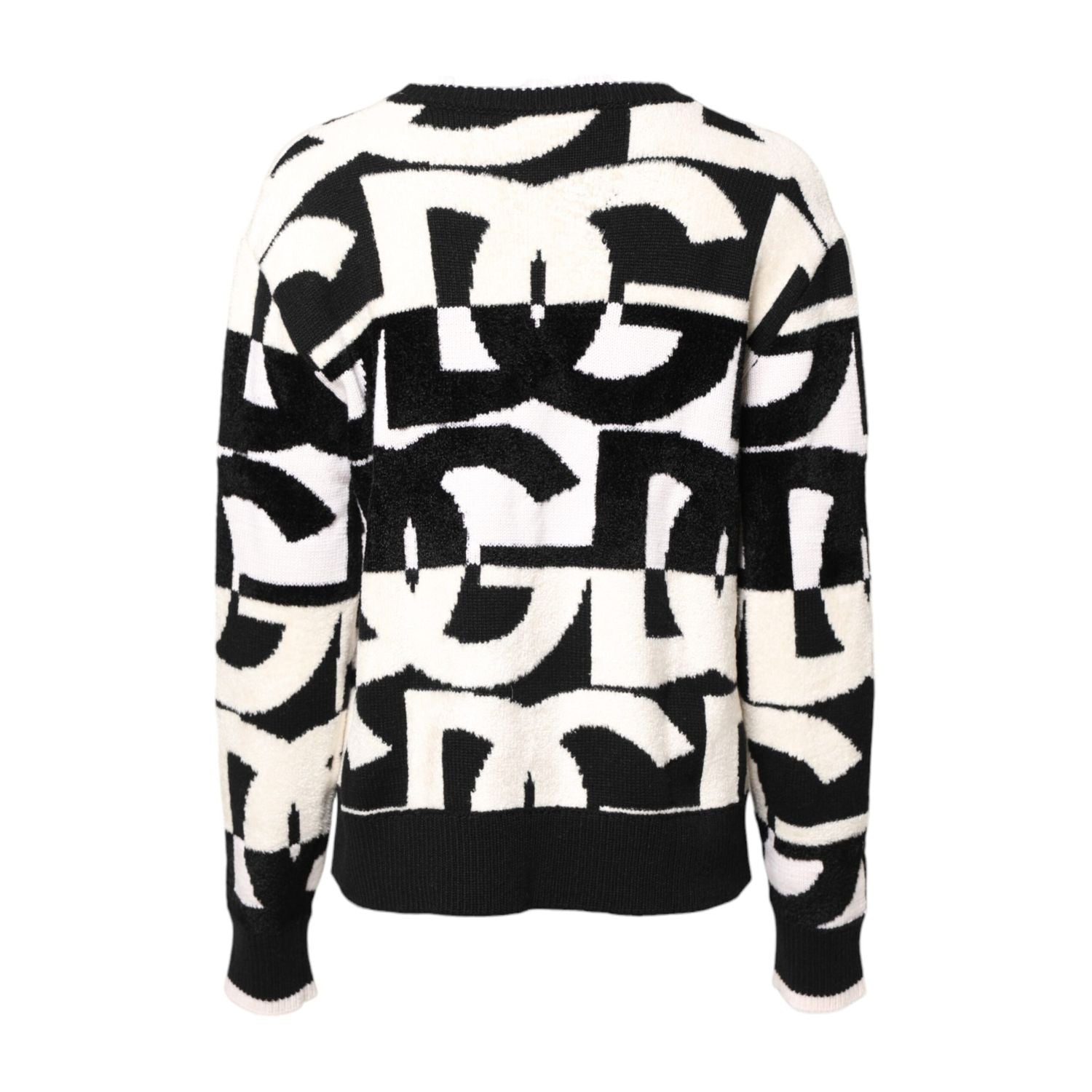 Dolce & Gabbana White Black Logo Print Women Pullover Sweater