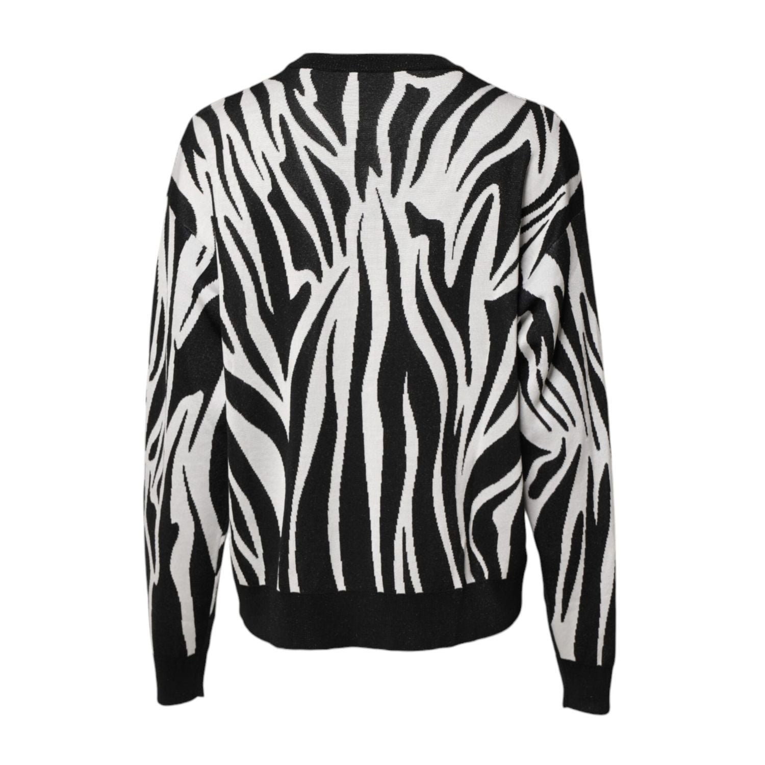 Dolce & Gabbana Black White Print Women Pullover Sweater